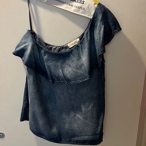 One shoulder jean top size S